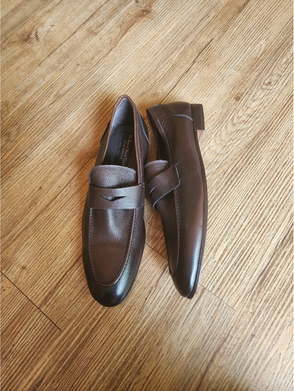 Siz 12 Men's Dark Brown Leather Penny Loafers, Size 12, Classic Dress Shoes - Picture 3 of 8